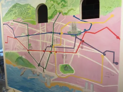 a painting of a map on a wall at Fira Plaza España Apartment 3ʳᵈ Floor Balcony in Barcelona