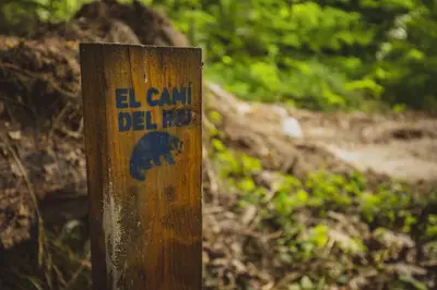 a wooden post with the words el cant del cant koala on it at El Molí Blanc in Lavid