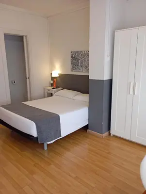 a bedroom with a large white bed in a room at Hostal El Ninot in Barcelona
