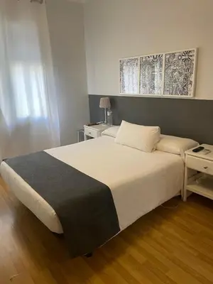 a bedroom with a large bed in a room at Hostal El Ninot in Barcelona