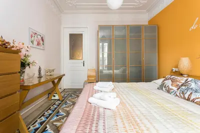 a bedroom with a bed with towels on it at Luxury & Elegant Apartment in the centre in Barcelona