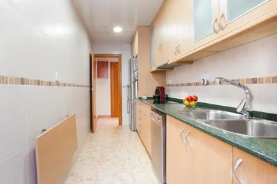 a kitchen with a sink and a counter at Tendency Apartments Forum 2 in Barcelona