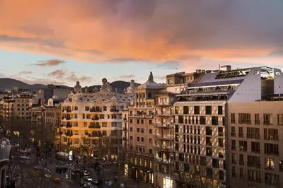 a view of a city skyline with buildings at Hotel Royal Passeig de Gracia in Barcelona