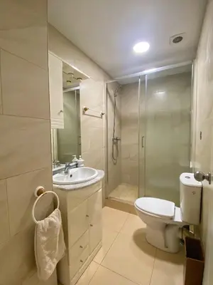 a bathroom with a toilet and a sink and a shower at Hostel Penedes in Vilafranca del Penedès