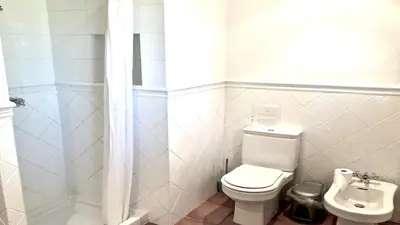 a white bathroom with a toilet and a sink at CAN MAGINET in Avinyonet