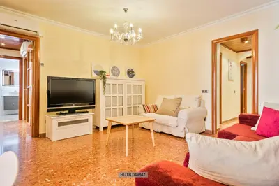 a living room with a couch and a tv at Alcam Barbera Centro in Barbera del Valles