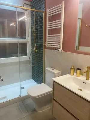 a bathroom with a toilet and a shower and a sink at OLYMPIC VILLAGE in Barcelona