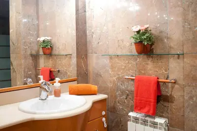 a bathroom with a sink and a mirror at Alcam Barbera Terrazas in Barbera del Valles