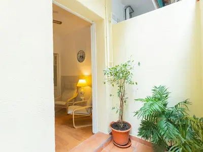 a hallway with two potted plants in a room at Apartment Gracia Torrijos by Interhome in Barcelona