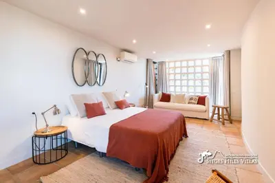 a bathroom with a sink and a tub and a shower at VILLA DUMAS with amazing sea views, AC and private pool in Sitges
