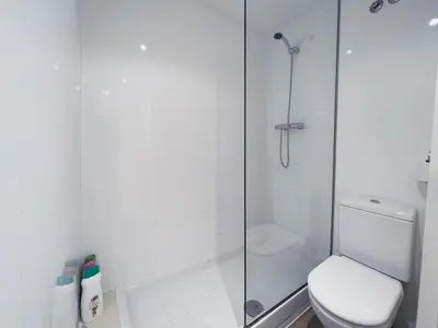 a bathroom with a shower and a toilet at Stay U-nique Apartments Pellaires in Barcelona