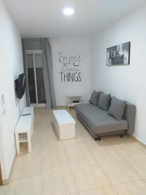 a living room with a couch and a tv at Mejor Apartamento en Plaza España con Parking Gratuito in Barcelona