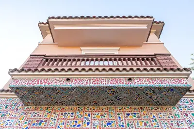 a building with a roof with a colorful rug at TOWANDA HOUSE in Sant Just Desvern