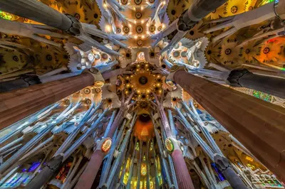 a view of the ceiling of a cathedral at MUNNE - Spacious apartments next to FC Barcelona in Barcelona