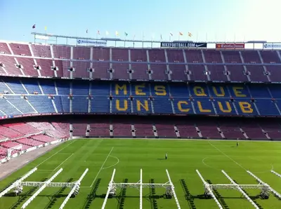 a view of a soccer field at a stadium at MUNTANYA - Apartments & one with Terrace next to Sagrada Familia in Barcelona