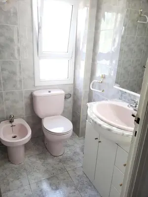 a bathroom with a toilet and a sink at Apart.3 habit.mar-mont. AC-Terraza-ascensor-parking in Calella