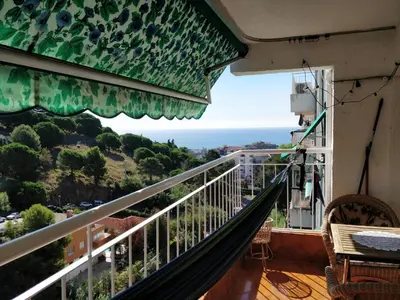 a balcony with a view of the ocean at Bonavista Bright Sea View Studio with Balcony in Calella