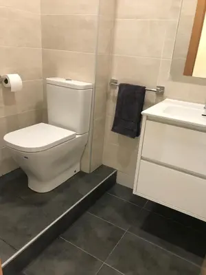 a bathroom with a white toilet and a sink at Cerdanyola centro in Cerdanyola del Valles