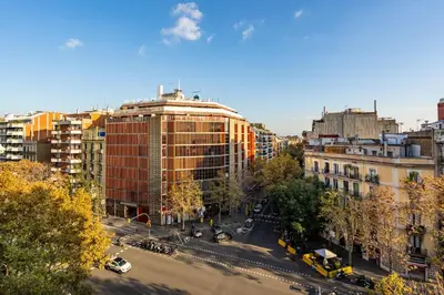 an aerial view of a city street with buildings at Lodging Apartments City Center-Eixample in Barcelona