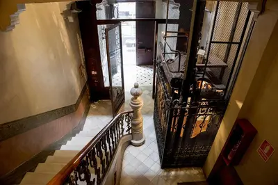 an overhead view of a staircase in a building at Cami Gallery Barcelona in Barcelona