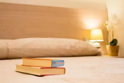 two books sitting on top of a bed at Hostal Excellence in Barcelona
