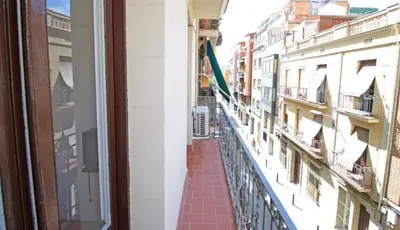 a view of a balcony from a window at Sagrada Familia Apartamento eco friendly in Barcelona