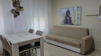 a living room with a couch and a table at Trip Barcelona Spain in Barcelona