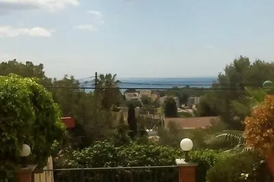a view from the garden of a house at Lovely studio, terrace, swim pool, nature, relax!! in Sant Pere de Ribes