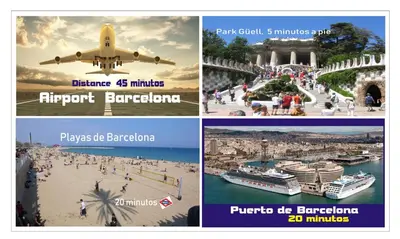a collage of pictures of different cities and buildings at Attic, Walk to Park Güell, Sagrada Familia, Metro nearby in Barcelona