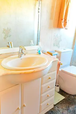 a bathroom with a sink and a toilet at Masia Cal Tonarro in San Martín Sarroca