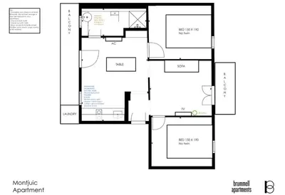 a floor plan of a house at Brummell Apartments Montjuic in Barcelona