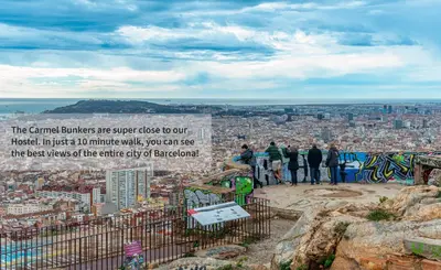 a group of people standing at the top of a mountain at Factory Hostels Barcelona in Barcelona