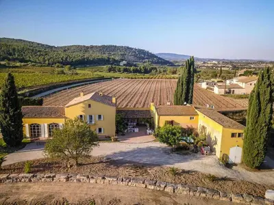 an aerial view of a house with a vineyard at Lidia's Rural House (HUTB-0615) in Barcelona