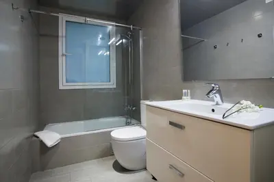 a bathroom with a sink and a toilet and a tub at BBarcelona Gaudí Flats in Barcelona