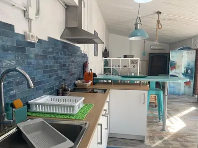 a kitchen with a sink and a counter top at Raconet Azul - Circuito Cataluña in Vallromanas