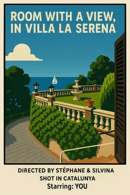 a poster for a park with a view in villa la serrea at Sea view, Wonderful pool, Nature, Peaceful & AC in Sant Cebrià de Vallalta