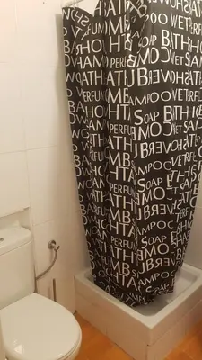 a bathroom with a toilet and a shower curtain at 06 DUPlEX LOFT in Barcelona