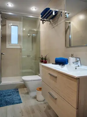 a bathroom with a sink and a toilet and a shower at Apartment PICNIC SANTS in Barcelona