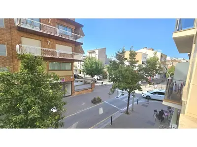 an aerial view of a street in a city at Apartament Calella in Calella