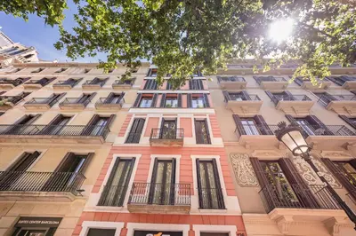 a tall building with many windows and a tree at Sweett - Jardinets in Barcelona