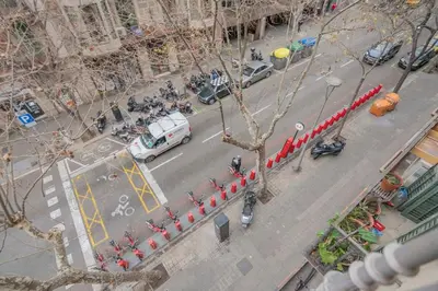 an aerial view of a city street with cars and vehicles at The Collection Barcelona - Exclusive 2 bedroom apartment in the city center in Barcelona