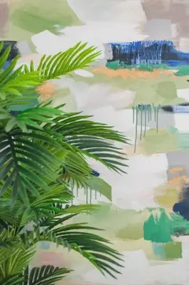 a painting of a green plant on a wall at The Collection Barcelona - City View Penthouse - 2 Bedroom Suite in Barcelona