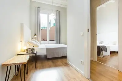 a bathroom with a shower and a toilet and a sink at The Collection Barcelona - Bright and modern 4bedroom with terrace in Las Ramblas P1 in Barcelona