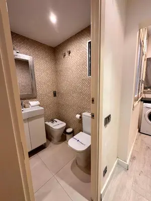 a bathroom with a toilet and a sink at Gracia Barcelona Apartment in Barcelona