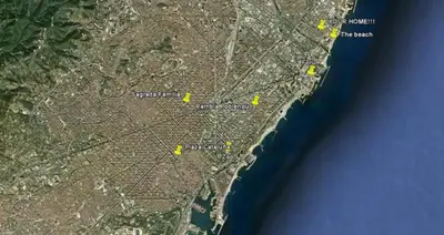 a map of the city of singapore with yellow dots at Apt.p/5 15min from Barcelona and Beaches W/Terrace in Sant Adria de Besos