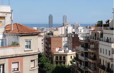a view of a city with buildings at Hotel Medicis in Barcelona