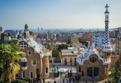 a church in a city with a view at HG City Suites Barcelona in Barcelona