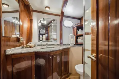 a bathroom with a sink and a toilet at SPACIOUS YACHT HOTEL BARCELONA CITY CENTER 5 CABINs in Barcelona