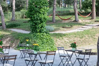 a group of tables and chairs with flowers on them at Augusta Barcelona Vallès in Granollers