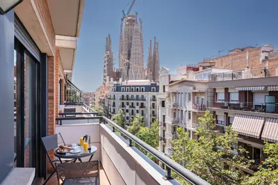 a balcony with a view of the city at Apartaments Marina - Abapart in Barcelona
